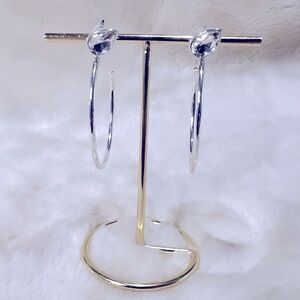 Nine West CZ silvertone C hoop earrings NWOT